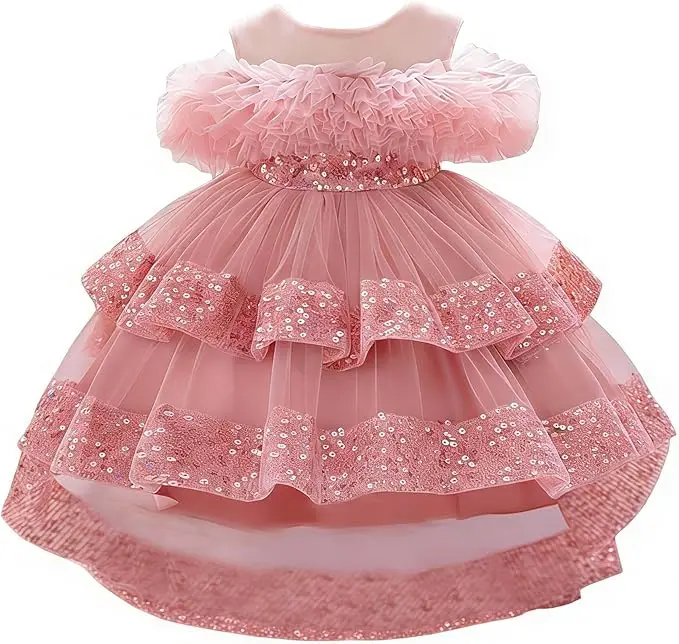

Snvdzo Baby Girls Sleeveless Sequin Ruffle Tulle Dress For Wedding Birthday Evening Party Prom Banquet Princess Gown 2026