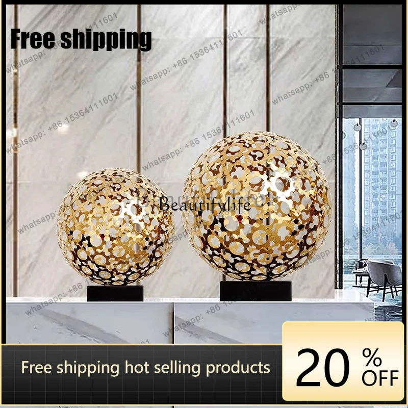 JJ Hotel stainless steel ball hollow metal art decoration floor ornament electroplating sculpture handicrafts soft accessories