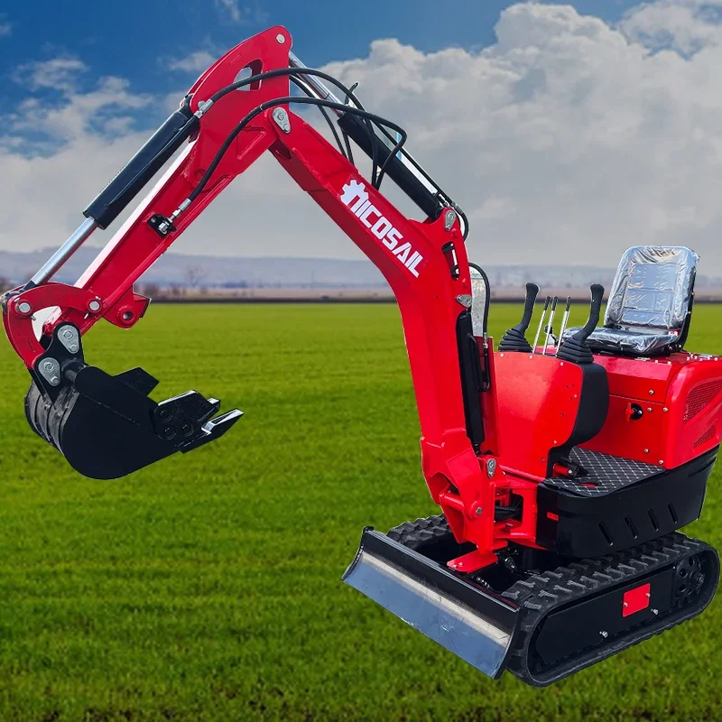 Construction Machine 1200kg Mini digger Rubber Truck Small Crawler Excavator With Closed Cab and Hydraulic thumb clamp