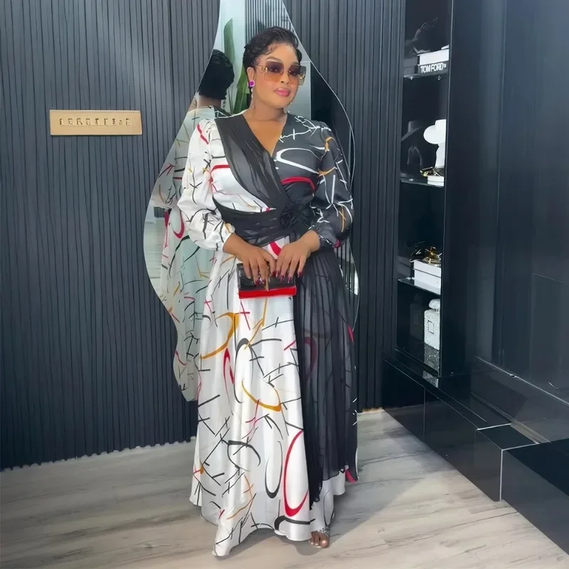 

Plus Size African Party Long Dresses for Women 2025 New Dashiki Ankara Print Evening Gowns Turkey Outfits Robe Africa Clothing