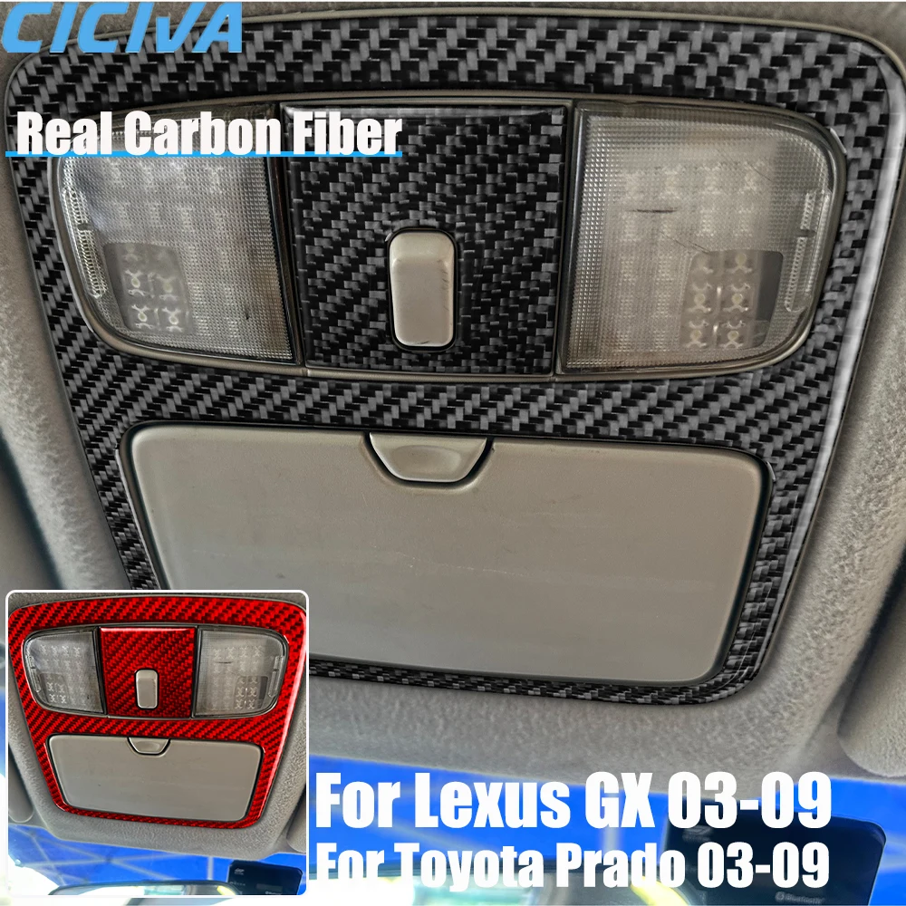 

Настоящее углеродное волокно, автомобильные аксессуары, панель лампы чтения, декоративная крышка, мягкая наклейка для Lexus GX для Toyota Prado 2003-2009