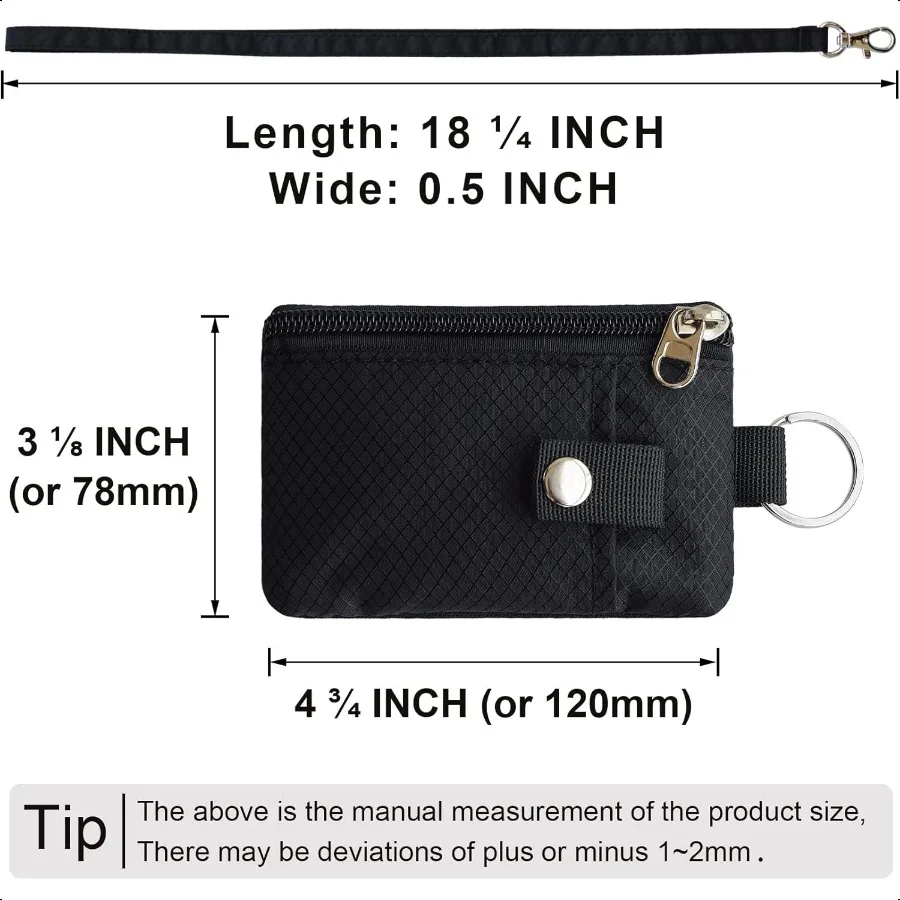 Minimalist RFID Blocking Small Wallet with ID WindowWaterResistant Zip Id Case Wallet with Lanyard Keychain for Cards Cash Trav