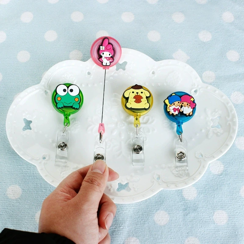 Cute My Melody Pompompurin ID Card Holder Scalable Toggle Clip Employee Card Doctor Nurse Chest Card Student Bus Card Holder - view 3