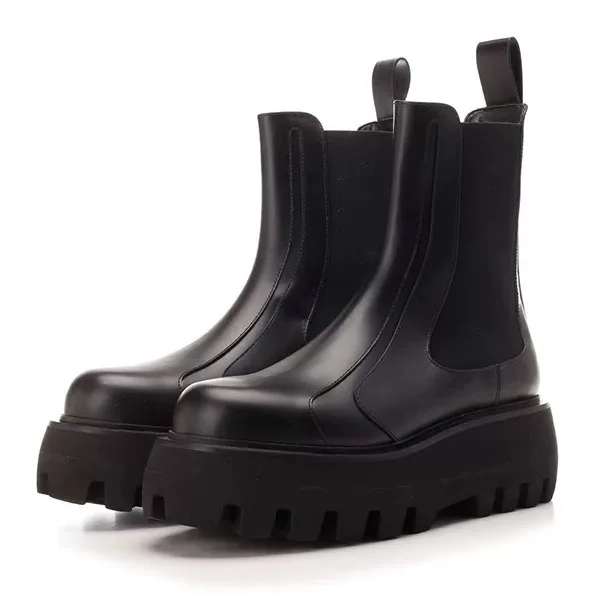 

Dark Style Thick Bottom Chelsea Boots Men's British Style Genuine Leather Motorcycle Boots Trendy Brand Heightening Big Head