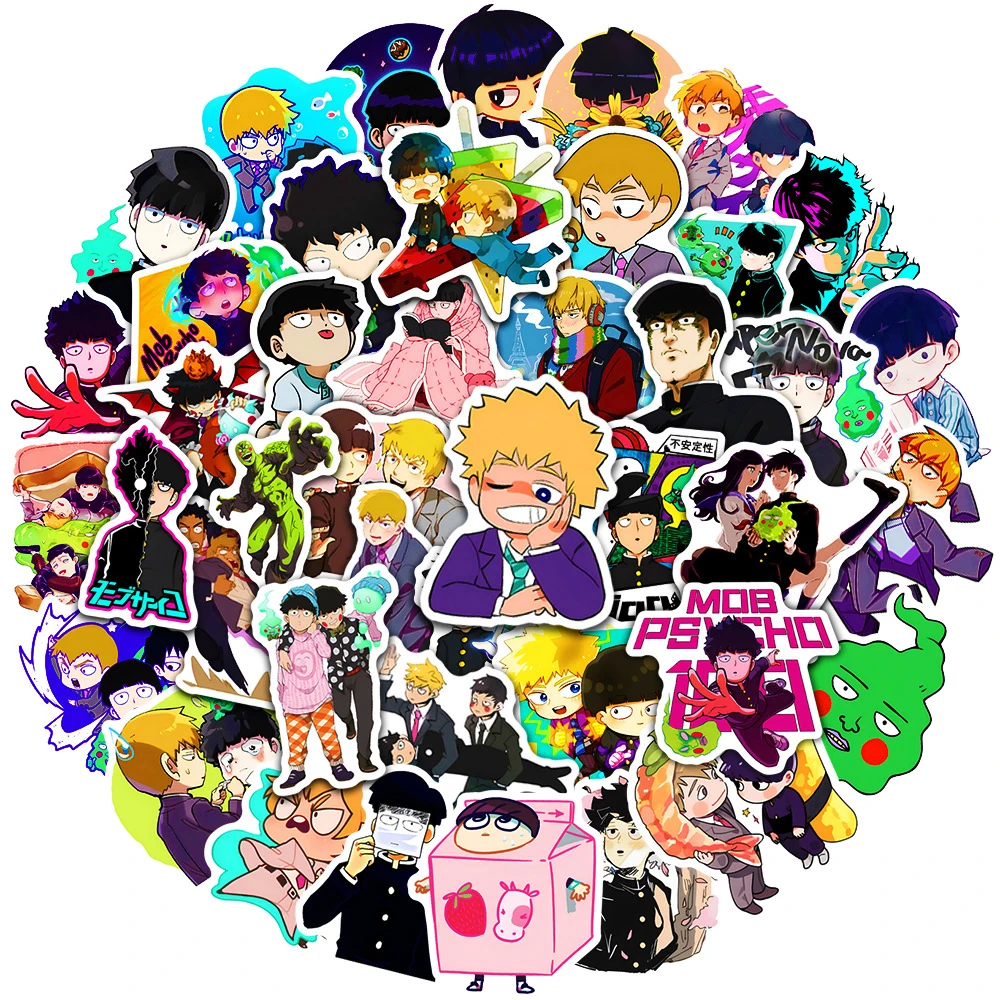 10/30/50pcs Mob Psycho 100 Cartoon Stickers Cool Anime Kid DIY Decals Toy Luggage Water Bottle Phone Waterproof Graffiti Sticker