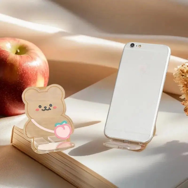 Cartoon Creative Acrylic Mobile Phone Holder Bear Rabbit Cute Desktop Decoration Ornaments Portable Detachable Phone Stand