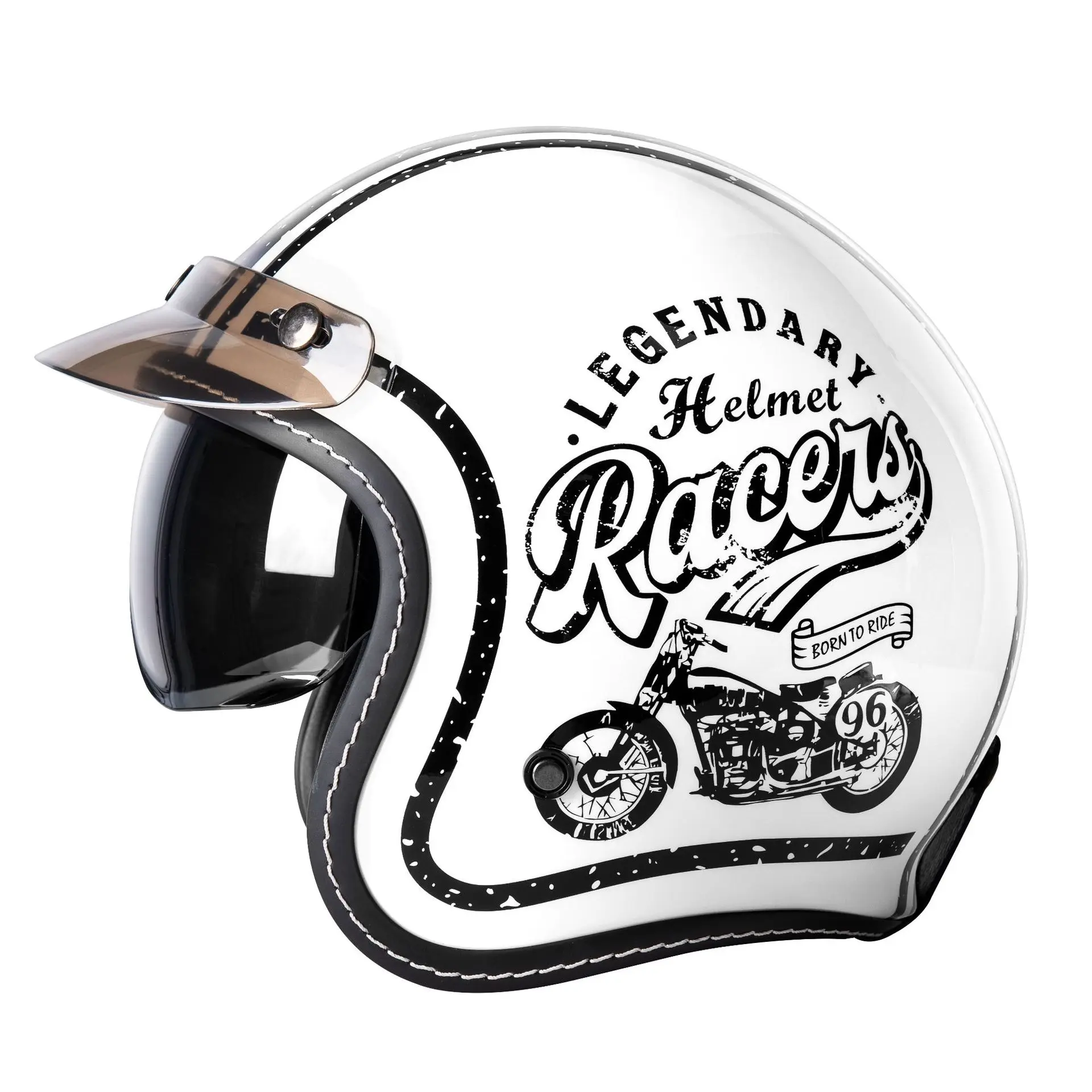 

Retro 3/4 Open Face Helmet Unisex Dual Lens Sun Visor Lightweight All Season Scooter Motorcycle Riding Protective Helmet