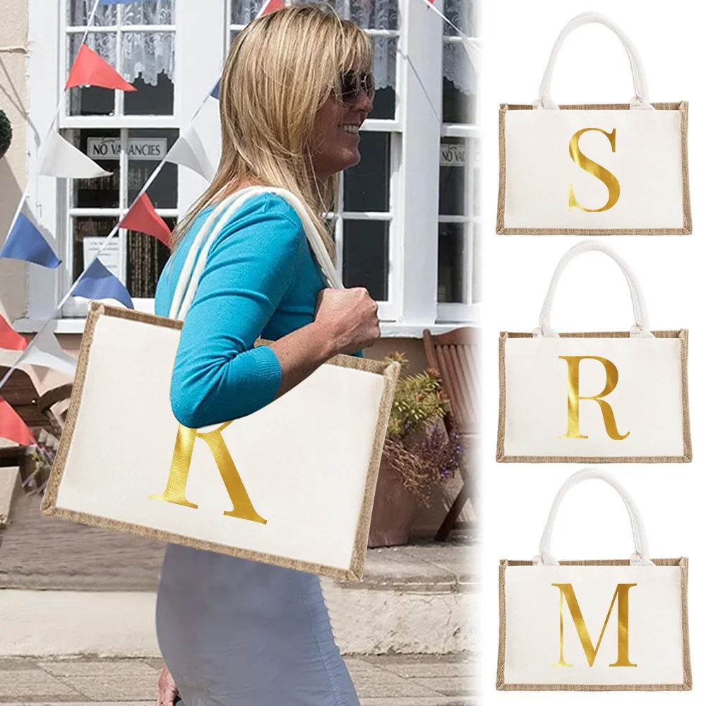 

Shopping Bags Letter Printing Portable Tote Bag Grocery Beach Outdoor Casual Commute Storage Handbag Large Capacity