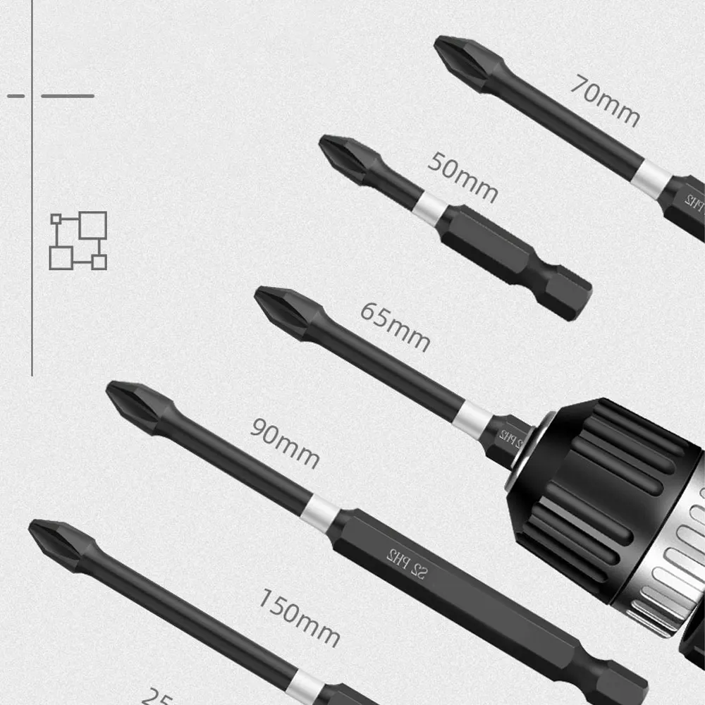 PH2 Magnetic Screwdriver Bits S2 High Hardness Batch Head Impact Driver Bit Sets for Power Drilling Tools