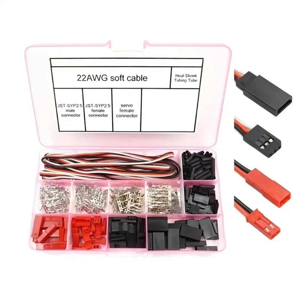 140/400pcs Connector Female Male 2/3 Pin Kit for JR JST SYP Futaba Male Female Jumper Cable Plug for RC Robot Airplane Car Servo