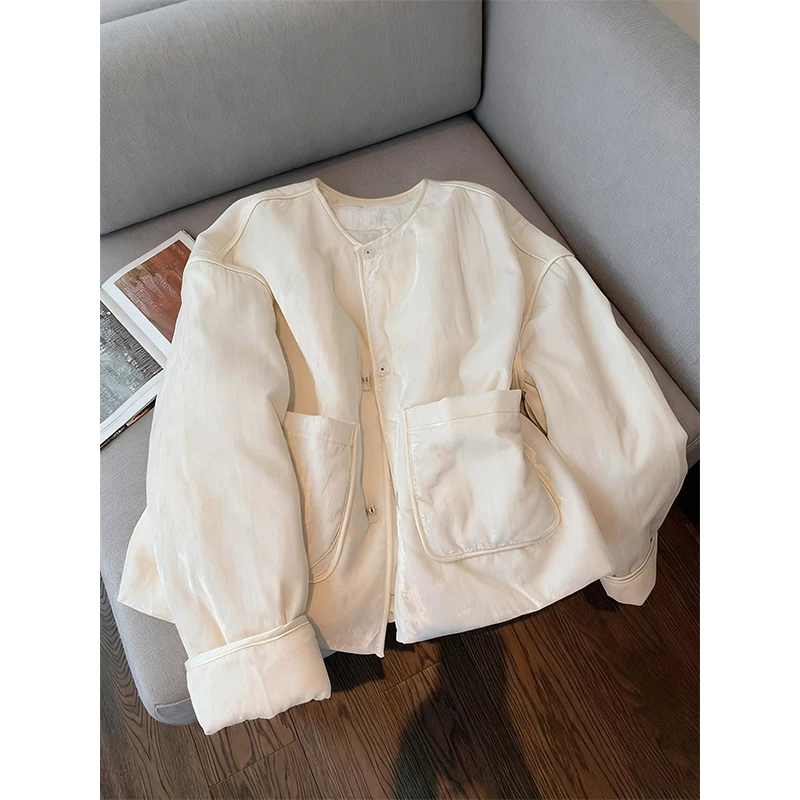 

New Chinese Sle Velvet round Ne Cotton Jaet Women's Retro Autumn Winter New Model High-End Simple Warm Cotton Coat