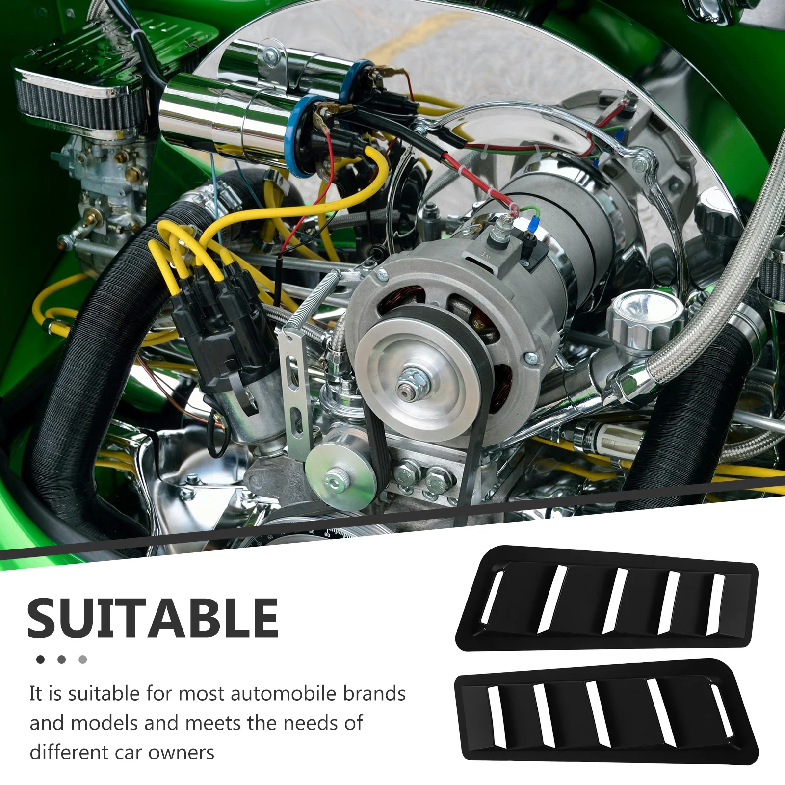 

2pcs Car Hood Covers Auto Intake Hood Vents Durable Abs Engine Heat Dissipation Vent Vehicle Side Vent Exterior Car Accessories