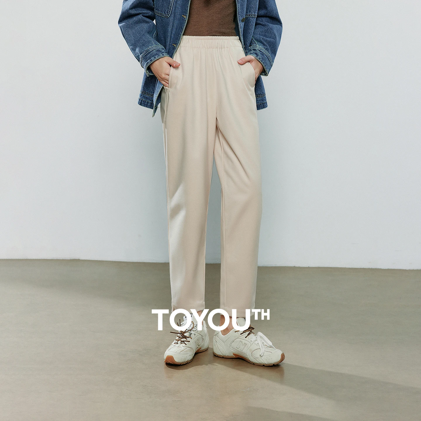 

TOYOUTH женские повседневные брюки 2025, новые зимние теплые шерстяные укороченные брюки с эластичной резинкой на талии