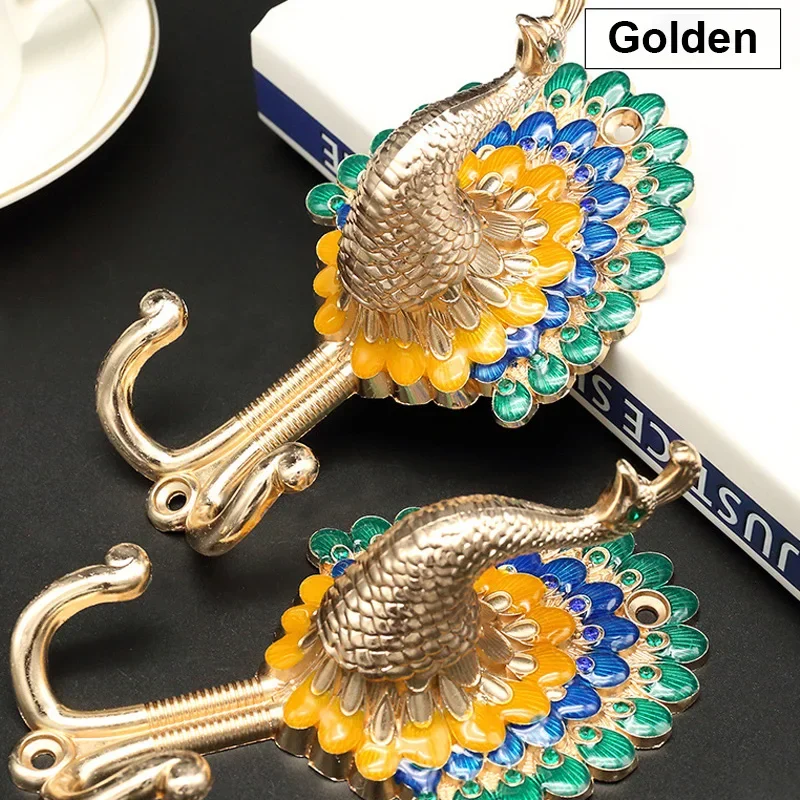 Peacock Curtain Hook Wall Hook Alloy Vintage Peacock Antique Wall Hangers Bathroom Organizer Utensils Accessories Tools