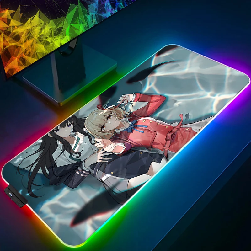 Mouse Pad Kawaii Gaming Accessories RGB Notbook Computer Speed Mini LED PC L-lycoris R-recoil Gamer Keyboard Desk Mat Mousepad