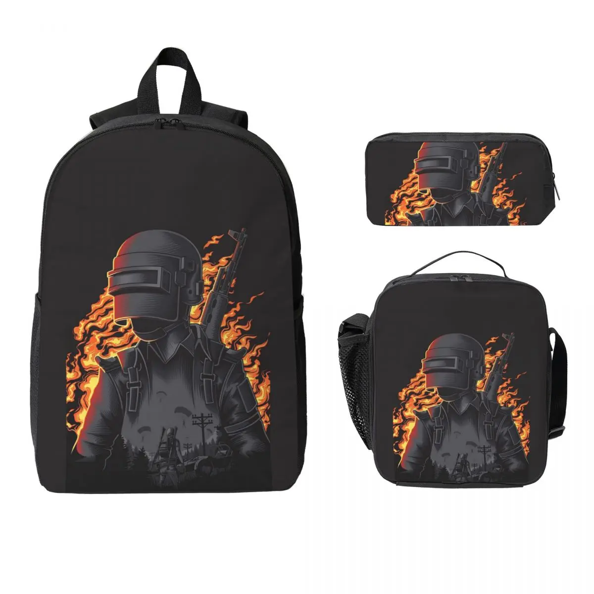 

Pubg Battlegrounds Shooting Game Backpack Student BookBag School Bag Laptop Shoulder Bags 3ps Insulated Lunch Bag Pencil Case