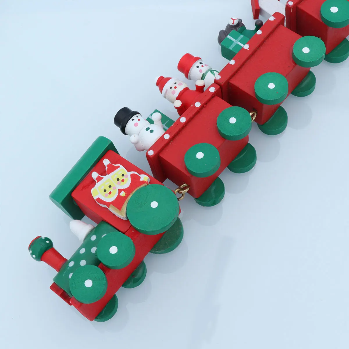 

Mini Four-Section Wooden Train Christmas Decoration Colorful Painted Cartoon Desktop Ornament Table Window Display
