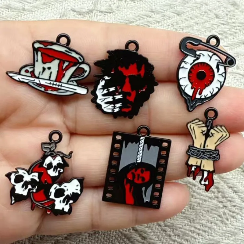10pcs cartoon Halloween Charm for Jewelry Making Enamel Necklace Keychain Phone Pendant Diy Accessories Alloy Metal