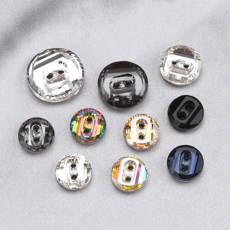 Crystal Glass Buttons, 2 Holes, 10mm, Shirt, Sweater, Coat, Windbreaker, Knitwear, Clothing, Sewing Accessories, High Quality