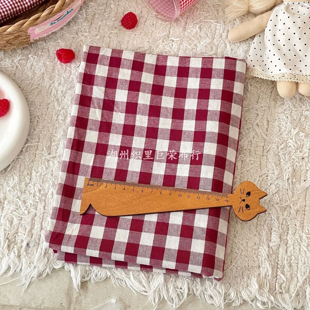 140x50cm Roter Gewaschener Baumwollstoff mit Schöner Karomusterung aus Reiner Baumwolle für Damenhandtaschen und Haaraccessoires Sewi – Detail 6