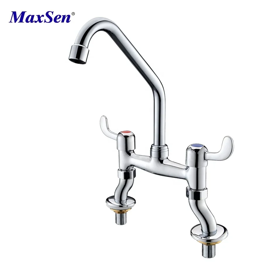 

Factory Supply Adjustable Double Holes Dual Wrist Action Handle European Kitchen Sink Faucet