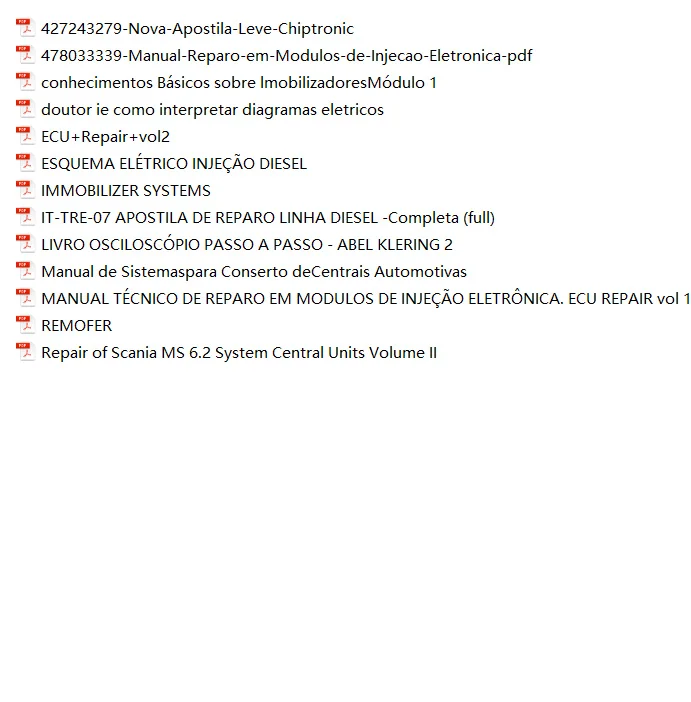 PACKAGE OF REPAIR ON ECU MODULES, LIGHT HEAVY LINE (PORTUGUESE LANGUAGE) Manual-Reparo em Modulos de Injecao Eletronica ESQUEMA