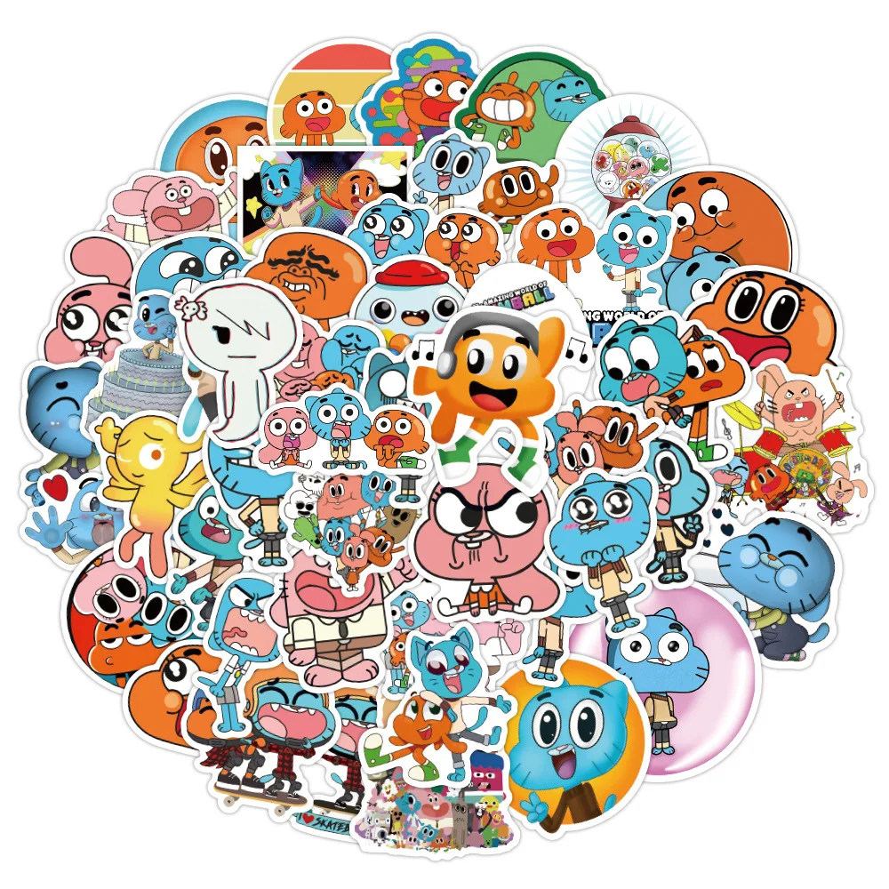 50 Cartoon Animation The Amazing World of Gumballed Kids Toy Sticker Notebook Luggage Decorative Waterproof Stickers Pack