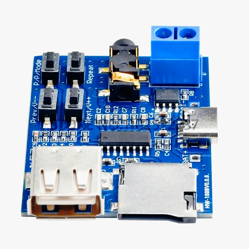 لوحة فك تشفير MP3 بدون فقدان مع مكبر للصوت، وحدة مشغل الصوت USB/TF Card U Disk، MICRO USB، Type-C #6