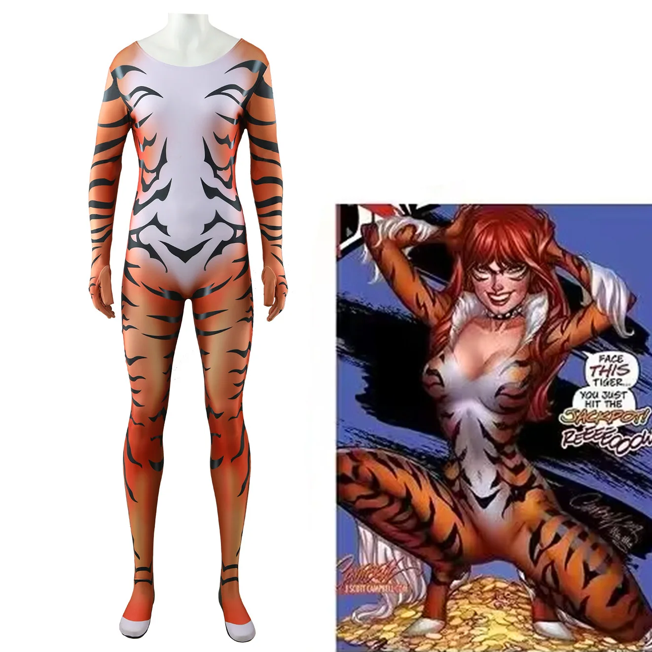 

Animals Tiger Cosplay Costume Superhero 3D Printed Spandex Zenzai Bodysuit Tiger BodySuits Halloween Costume