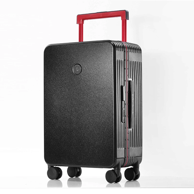 Wide tie rod travel luggage men women\'s fashion trolley suitcase 20/22/24/26 inch aluminum frame suitcase men TSA password case