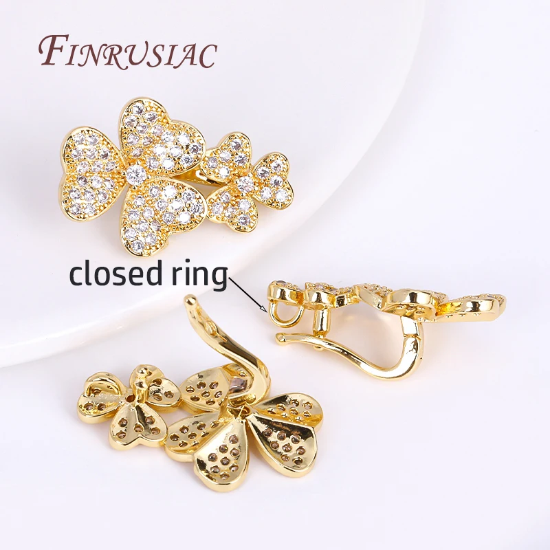 20X30MM 18K Gold Plated Shiny Flowers Pearl Clasp For Necklace Supplies,Inlaid Zircon Beads Clasps Fastener Findings DIY Jewelry