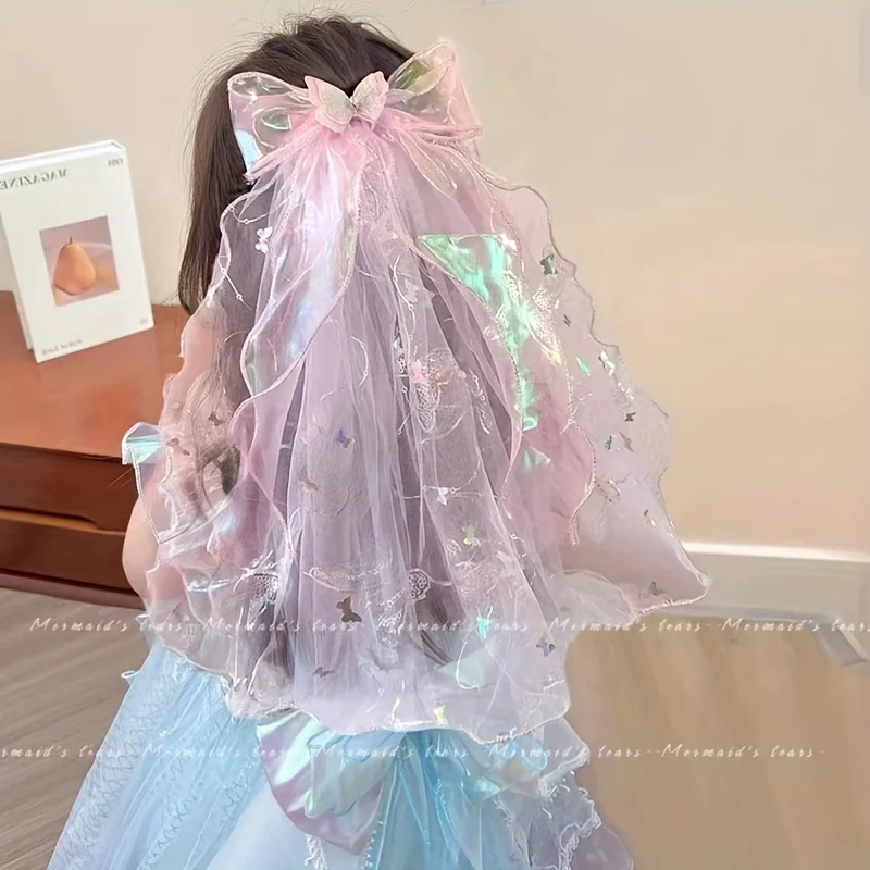 [Butterfly Hair Clip] Angel-Inspired Iridescent Butterfly Hair Clip with Delicate Veil - Elegant Accessory for Women