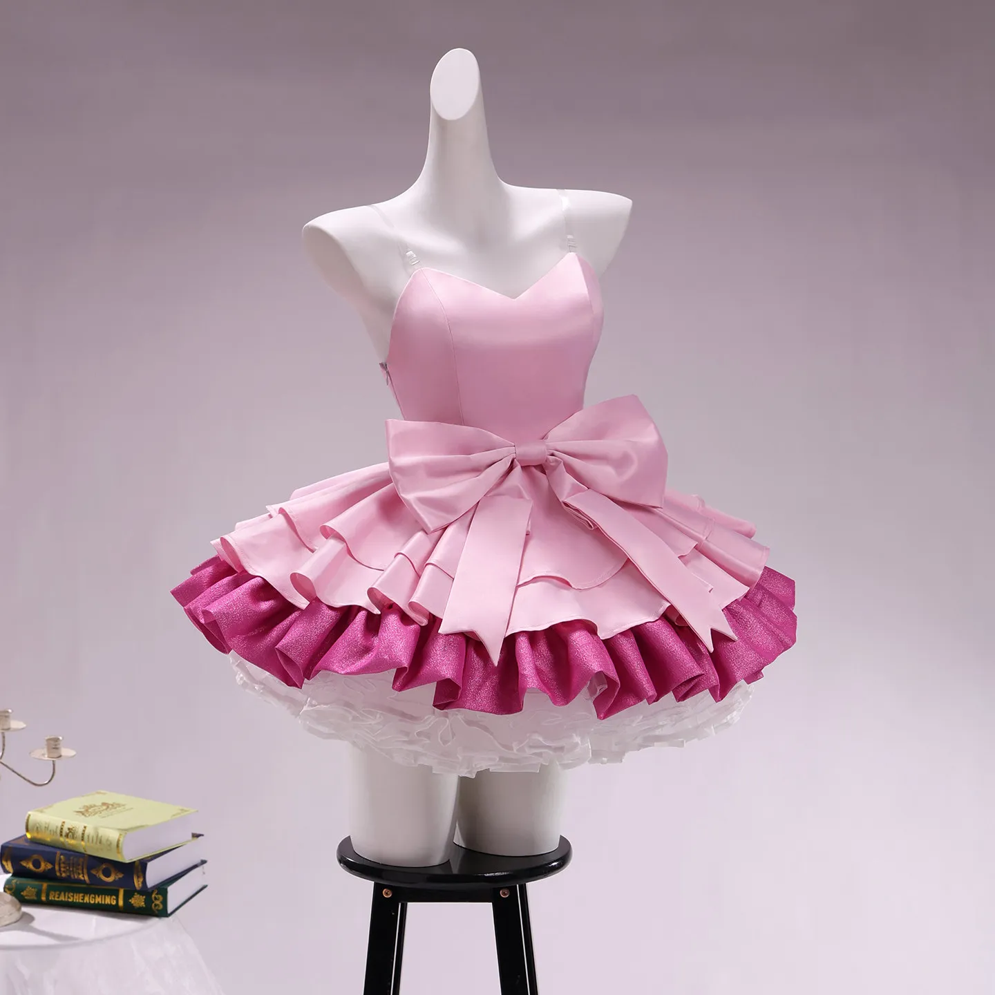Mizi SUA Cosplay Costume Anime Alien Stage Women Cute Pink Big Bow Glitter Ruffle Dress Cute ZOMST Zombie Stage Cosplay S-2XL - view 3