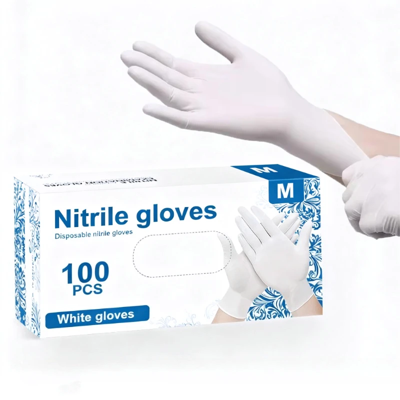 30//60/100PCS Disposable White Nitrile Gloves Cleaning Nitrile Gloves Hairdressing Bathing Cleaning Kitchen Dishwashing Tools