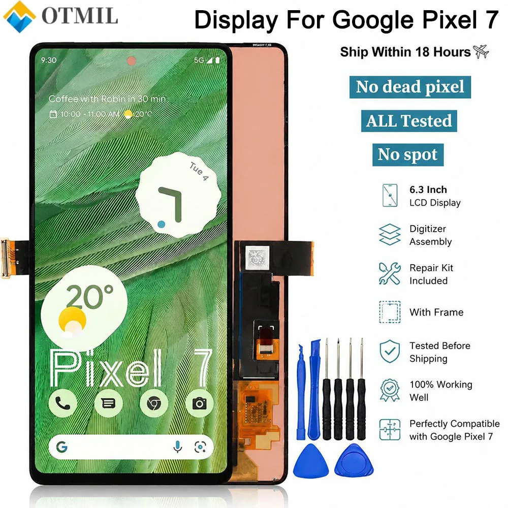 100% Tested OLED/TFT 6.3 INCH For Google Pixel 7 LCD Display GVU6C GQML3 GO3Z5 Digitizer Assembly Touch Screen Replacement
