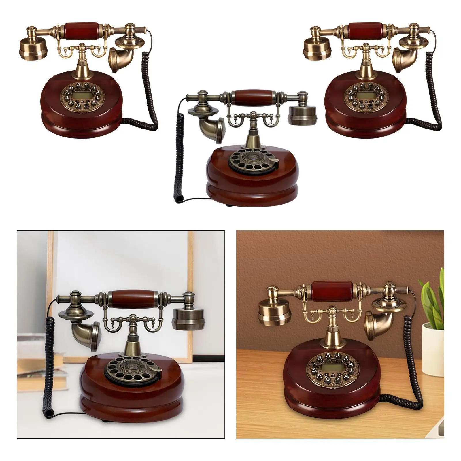 Corded Phone Retro Design Decorative Desk Phone for Home School Restaurant