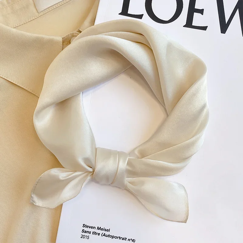 بلون 100% طبيعة الحرير وشاح مربع للنساء رباطات للرقبة فولارد منديل هيرباند الأيدي حقيبة أشرطة عقال هدية