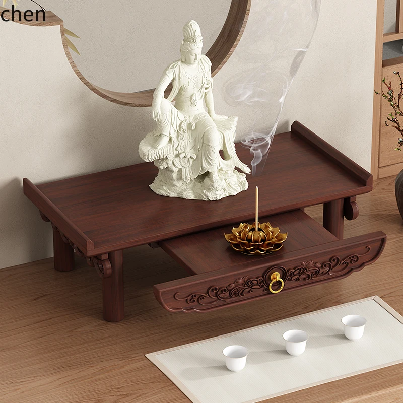 New Chinese-style Zen solid wood offering table, incense casket, shrine offering to the God of Wealth