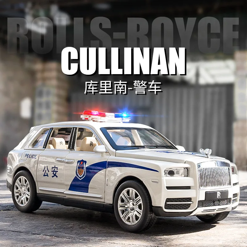 

1:24 Rolls Royce Cullinan Police car Simulation Diecast Metal Alloy Model car Sound Light Pull Back Collection Kids Toy Gifts