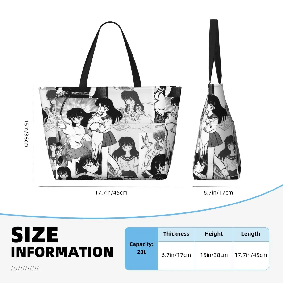 Inuyasha Higurashi Kagome Anime Beach Tote Bag Sport Gym Yoga Duffle Large Tote Bag Women Travel Bag Fitness bag view 4