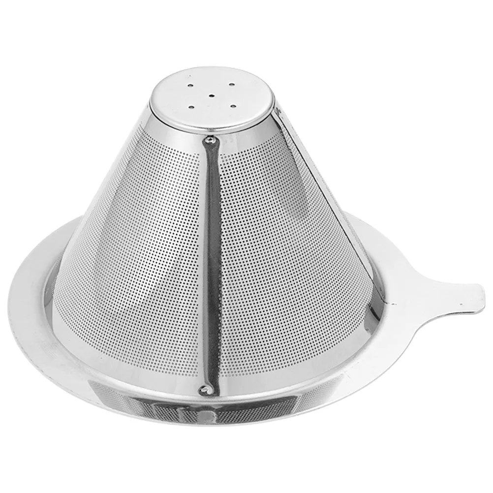 

1pc Reusable Coffee Filter Stainless Steel Mesh Strainer Cone Filters Household Coffee Machine Parts Easy Cleaning Double Layer