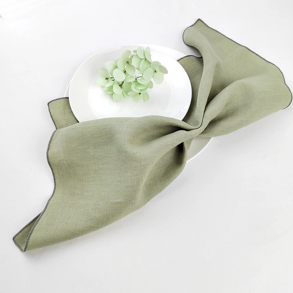 Set of 10 Napkin Cloth Made of 100% Pure Linen Eco-friendly Durable Ideal for Wedding Family Gathering Picnic and More