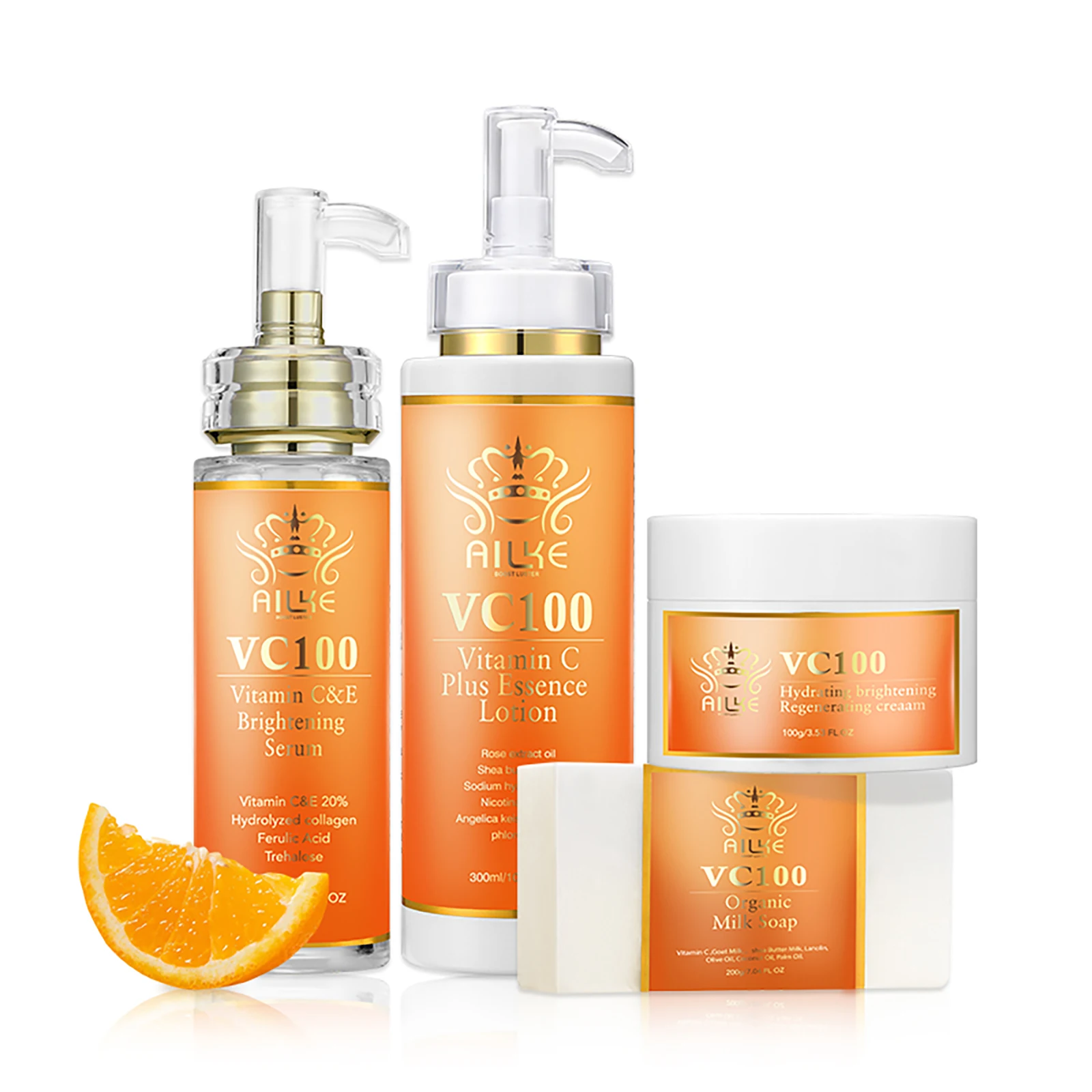 AILKE Lighten Skin Care Set, With Vitamin C, Rose Oil, Reduce Dark Spot, Moisturizing, Anti-Aging, Brighten Complexion, Firming