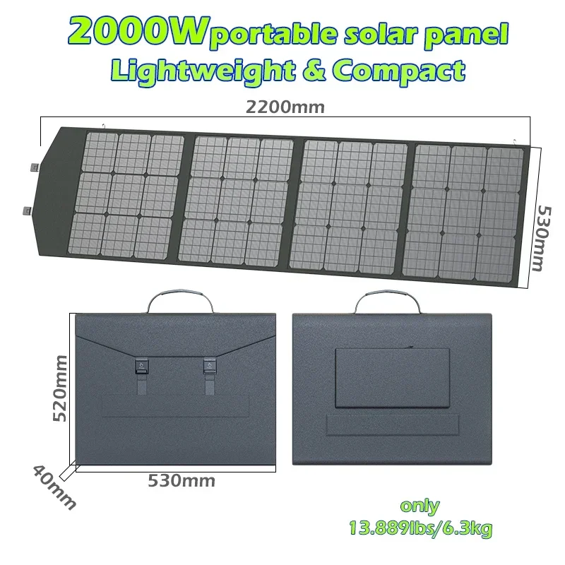 2000W Foldable Solar Panel Kit with 4 Panels – High-Efficiency Battery Charger for RV, Marine, Camping, and Off-Grid Use