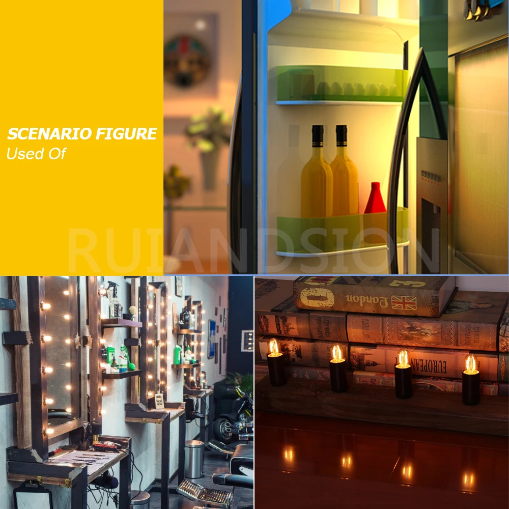 Ruiandsion E14 LED bulb 1W 12-24V Chandelier Pendant Bedroom Wall Mount Candlestick Light Candlestick Refrigerator Light 2Pcs