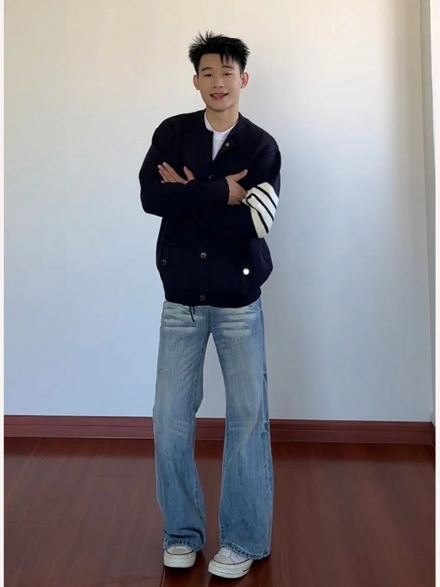 

Мужские джинсы Blue Waed, прямые, длинные, CleanFit, в американском стиле High Street, осенне-зимняя молодежная мода