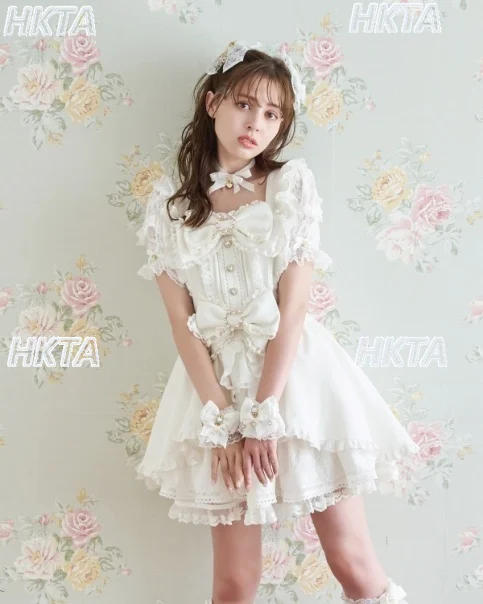 Japanse Zoete Boog Korte Mouw Slanke Lolita Prinses Mini Jurk Rok 2-delige Set 2025 Zomer Herfst Liz Jurk Set Vrouwen outfits