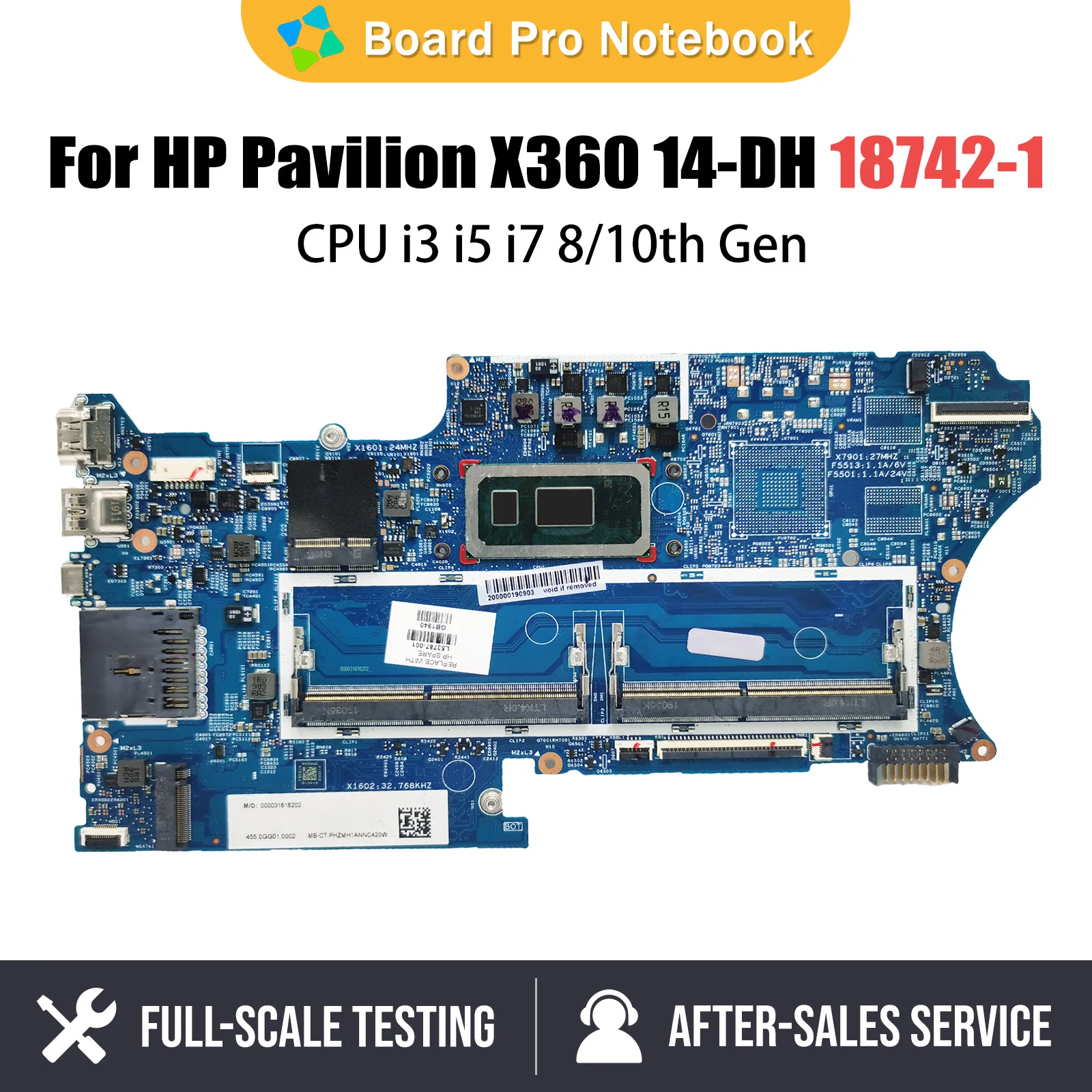 Laptop Motherboard For HP Pavilion X360 14-DH L51138-601 L51138-001 Computer Mainboard CPU i3 i5 i7 8 10th Gen 18742-1