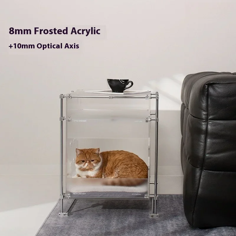 Multi-Functional Cat Bed Side Table with Pet Cabinet Creative 3-in-1 Coffee Nightstand Modern Home Aesthetics Shared Design