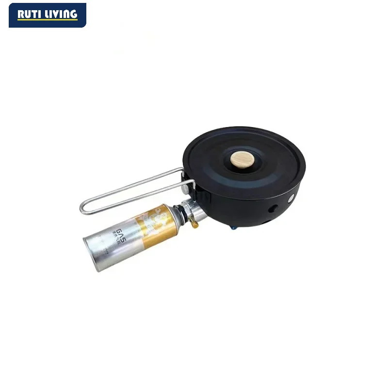 Portable Stove with Cooking Pot Outdoor Camping Gas Stove Compact Foldable Stove for Hiking Picnic Red
